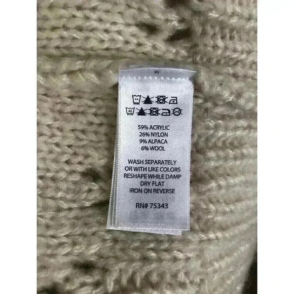 Silverflint Large Ivory Open Knit Sweater Alpaca Wool Blend L/S - Picture 6 of 6